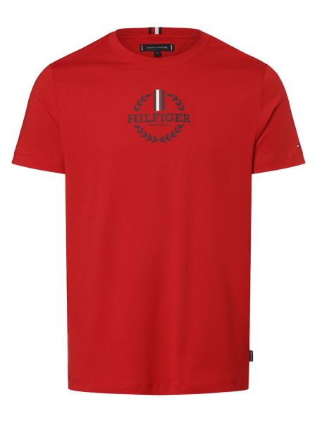 Koszulka bawełniana z nadrukiem Tommy Hilfiger czerwona