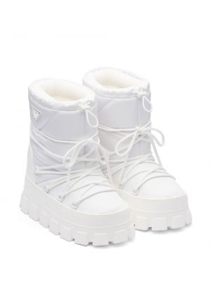 Kotníkové boty z nylonu Prada bílé