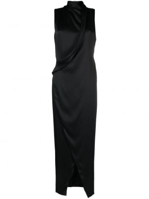 Drapírozott selyem hosszú ruha Giorgio Armani fekete