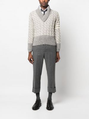 Pullover mit v-ausschnitt Thom Browne grau