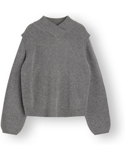 Nylonový vlnený priliehavý sveter Norr - sivá