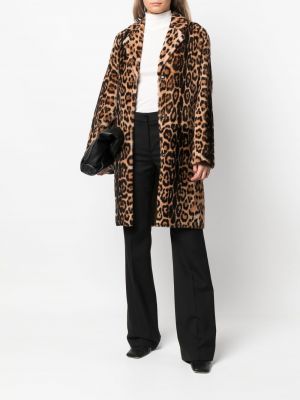 Leopardí kabát s potiskem Yves Salomon hnědý