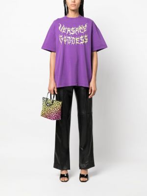 T-shirt aus baumwoll mit print Versace lila