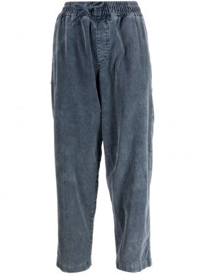 Ravne hlače iz rebrastega žameta Ymc modra