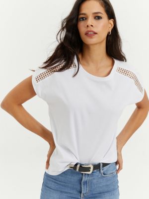 Tricou cu croială lejeră din dantelă Cool & Sexy alb