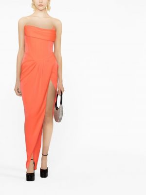 Drapované saténové koktejlové šaty Alex Perry oranžové