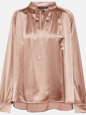 Копринена сатенена блуза Max Mara розово