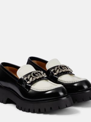 Kožené loafersy na platforme Gucci čierna