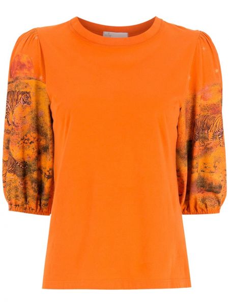Bavlněné tričko s potiskem s kulatým výstřihem Nk - oranžová