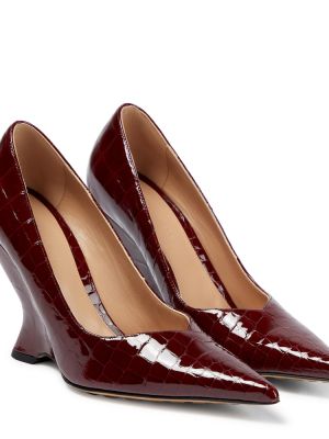 Pantofi cu toc din piele Bottega Veneta roșu
