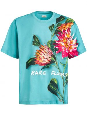 Kokvilnas t-krekls ar ziediem ar apdruku Etro