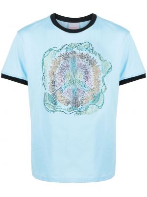 T-shirt con cristalli Bluemarble blu
