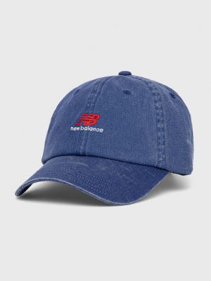 Памучна шапка с апликация New Balance синьо
