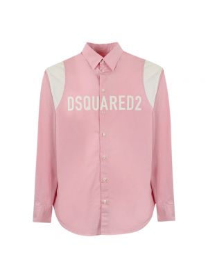 Koszula bawełniana Dsquared2 różowa