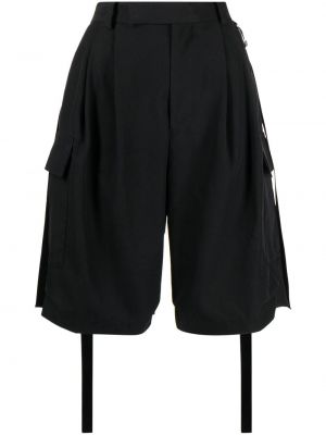 Pantaloni scurți cargo plisate Undercover negru