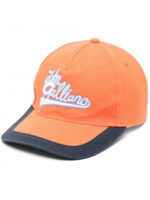 Cappello con visiera con stampa John Galliano Pre-owned arancione