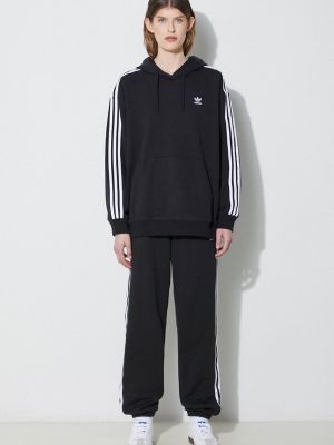 Prugasta hoodie s kapuljačom Adidas Originals crna