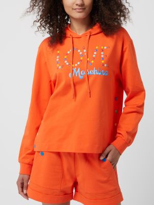 Haftowana bluza z kapturem Love Moschino pomarańczowa