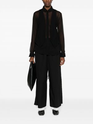 Rovné kalhoty relaxed fit Yohji Yamamoto černé