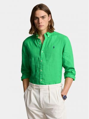 Slim fit košile Polo Ralph Lauren zelená