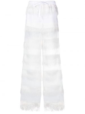 Pantaloni cu picior drept transparente Genny alb