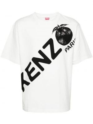 Памучна тениска с принт Kenzo бяло
