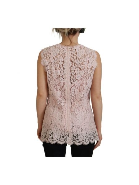 Blusa sin mangas de flores de encaje Dolce & Gabbana rosa