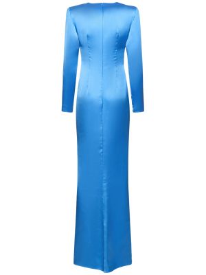 Drapované saténové dlouhé šaty Zuhair Murad modrá