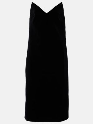 Bavlněné sametové midi šaty Loewe černé