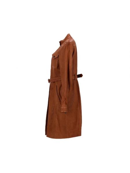Płaszcz skórzany retro Burberry Vintage brązowy