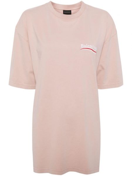 Raštuotas marškinėliai oversize Balenciaga rožinė