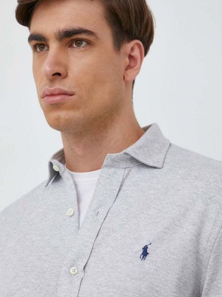 Koszula zapinane na guziki bawełniane klasyczne Polo Ralph Lauren - szary