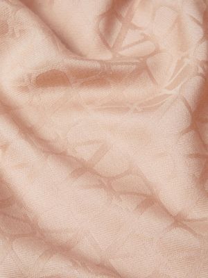 Hedvábný vlněný šátek Valentino Garavani růžový