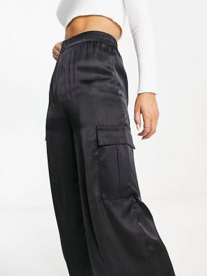 Атласные прямые брюки New Look черные
