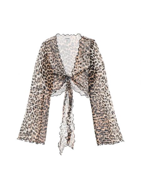 Mesh badeanzug mit print mit leopardenmuster Ganni beige
