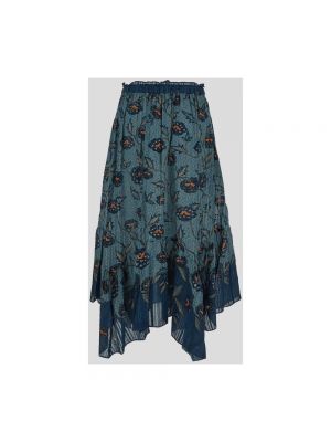 Falda midi de algodón de flores Ulla Johnson azul