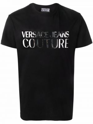 Kokvilnas t-krekls Versace Jeans Couture melns