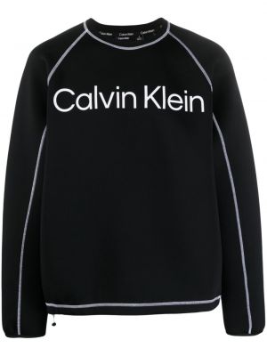 Hoodie con stampa con scollo tondo Calvin Klein nero