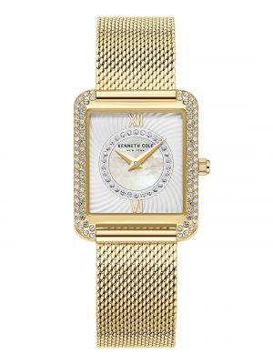 Женские классические золотистые часы с сетчатым браслетом из нержавеющей стали, мм Kenneth Cole New York золотой