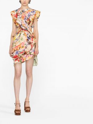 Květinové mini šaty s potiskem Zimmermann růžové