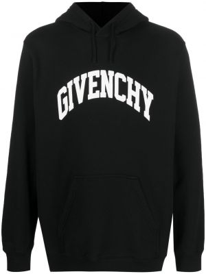 Bombažna jopa s kapuco s potiskom Givenchy črna