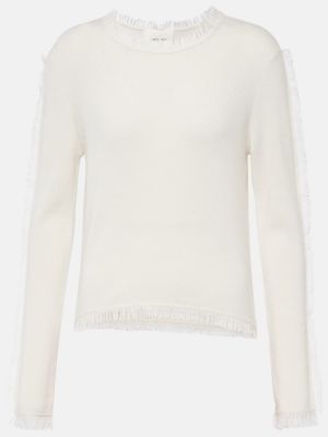 Kašmírový svetr s třásněmi Lisa Yang béžový