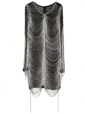 Коктейлна рокля с кристали Retrofete черно