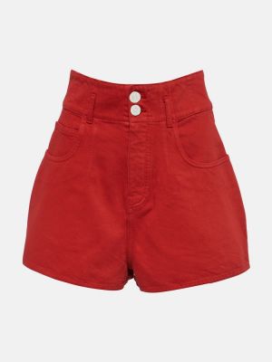 Pantaloncini a vita alta di cotone Alaã¯a rosso