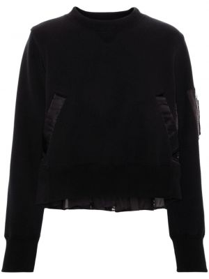 Tüll sweatshirt mit rundem ausschnitt Sacai schwarz