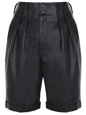 Кожаные шорты Saint Laurent черные
