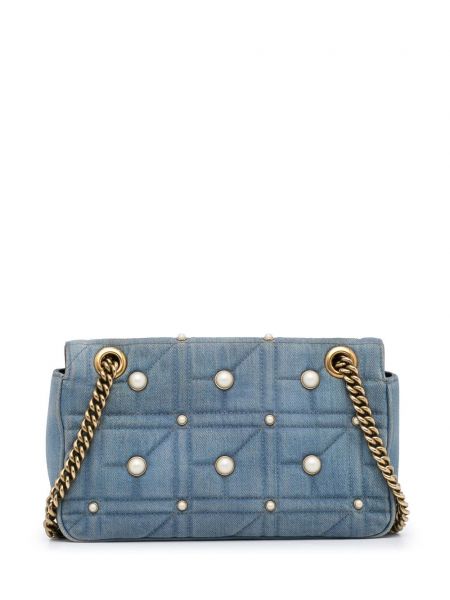 Taška přes rameno s perlami se cvočky Gucci Pre-owned modrá