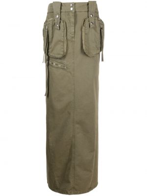 Medvilninis maksi sijonas su kišenėmis Blumarine žalia