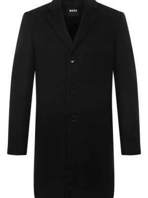 Шерстяное пальто Boss черное