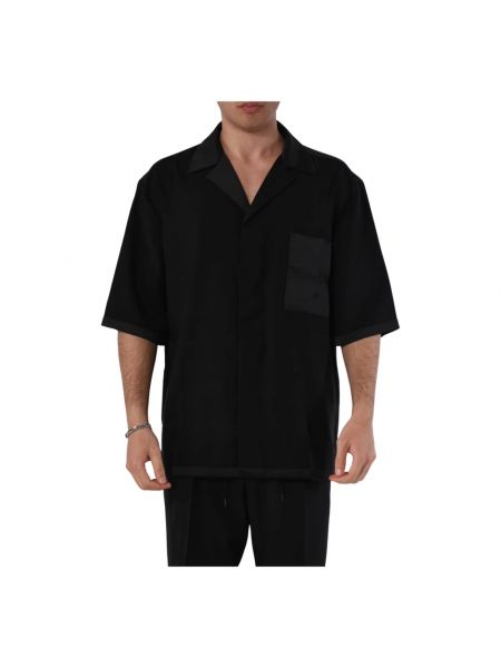 Czarna satynowa koszula na guziki Roberto Collina